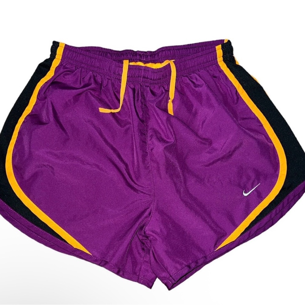 Nike Dri-Fit Womens Small Athletic Shorts Purple Orange Black Activewear Bottoms